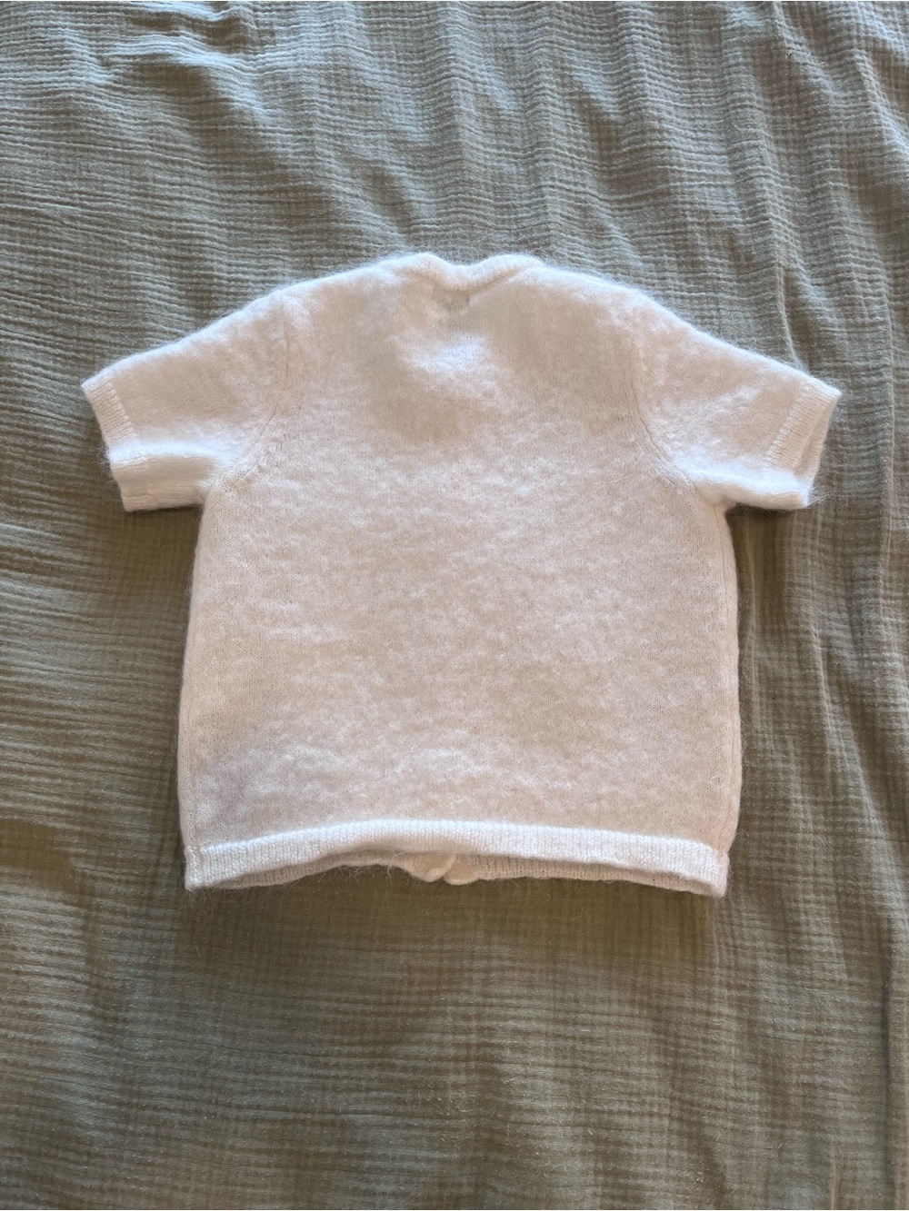 Dynamite Premium Mohair Short Sleeve Cardigan Marshmallow White XS/S - Picture 4 of 7